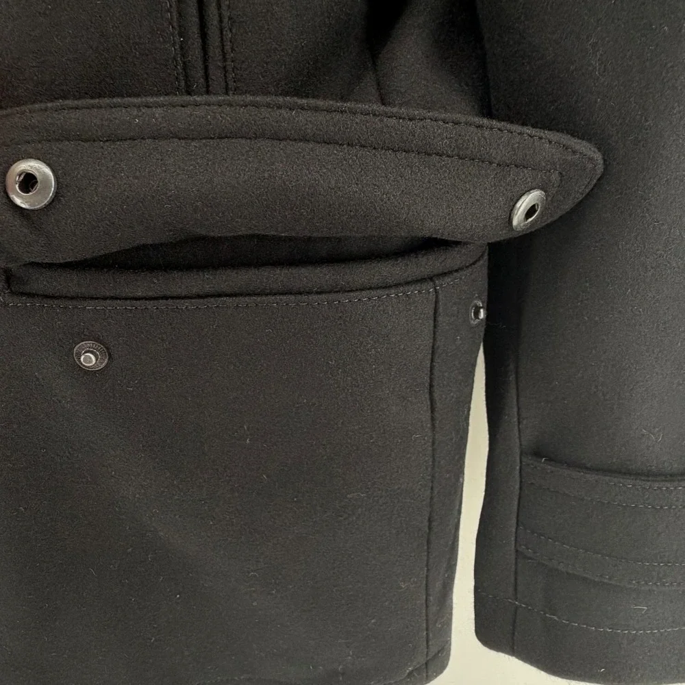 Banana Republic Wool Blend Pea Coat Mens Black Double Breasted Jacket L